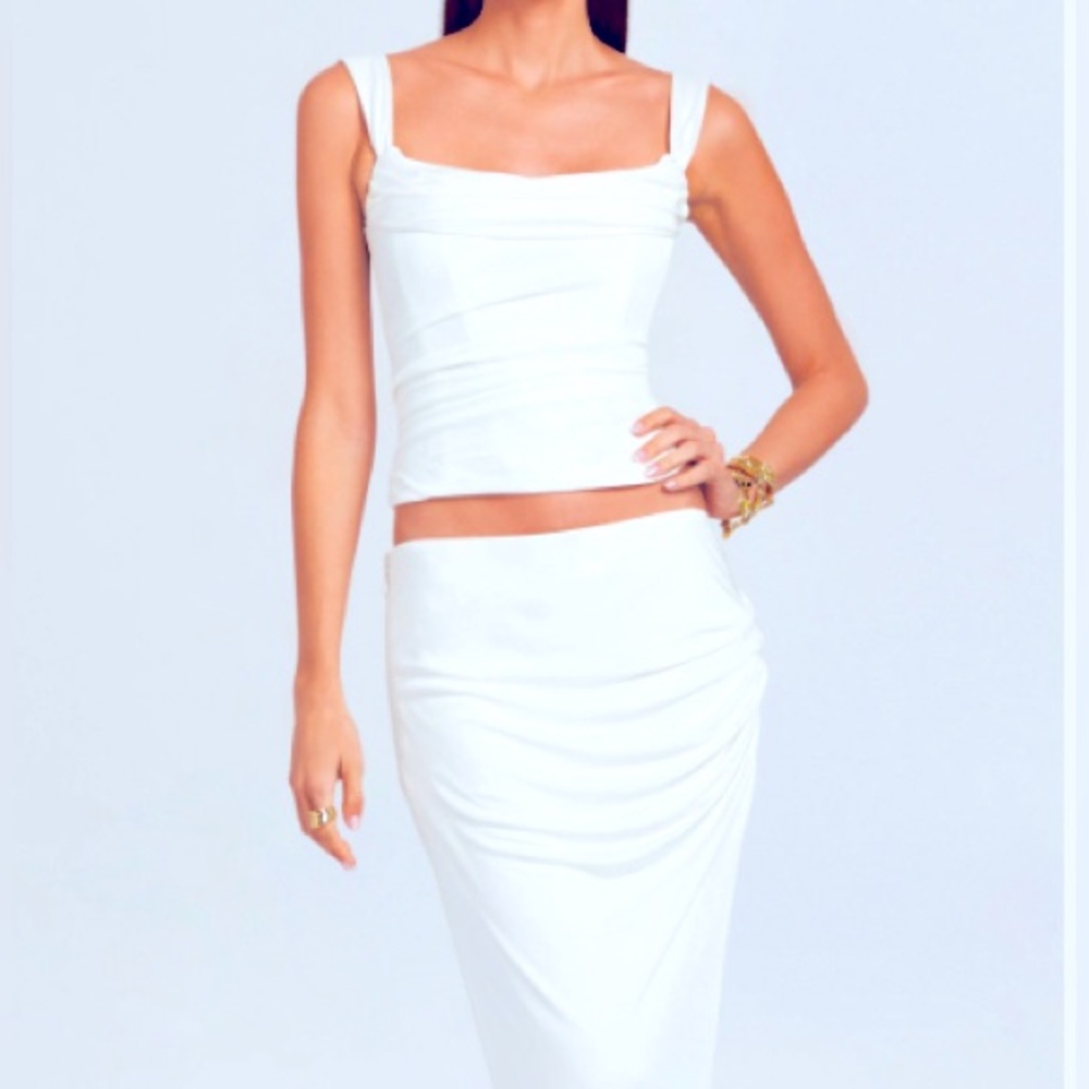 Lovely white two piece for a formal event.